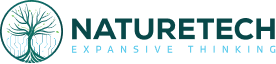 Logo with a tree whose branches blend into circuit lines, next to the text NATURETECH and below it, smaller text reads EXPANSIVE THINKING.