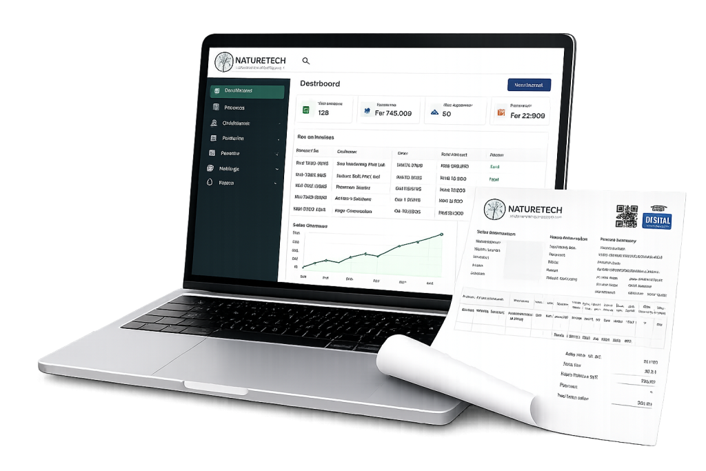 NatureTech Digital Invoicing solution enabling automated electronic invoices, FBR compliance, real-time reporting, and secure business transactions in Pakistan.
